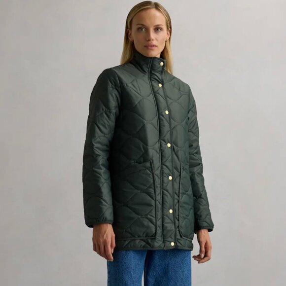 Quince Jackets & Blazers - Quince Featherless Quilted Long Puffer Jacket in Verdant Green | Size S